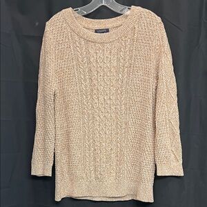 Lands' End Women's Cream Cable Knit Sweater